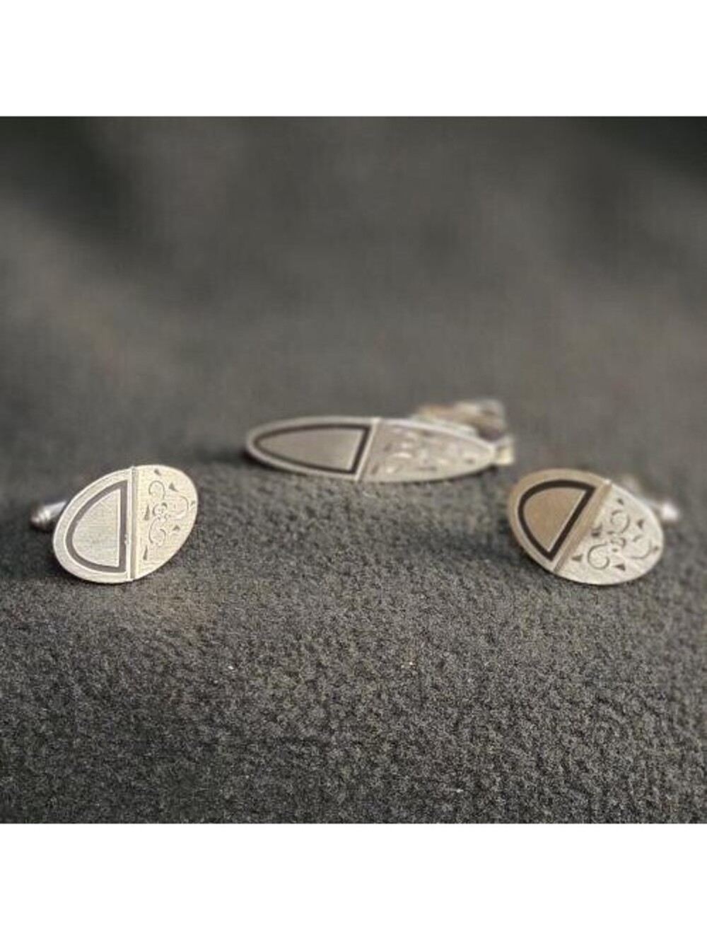 Speidel (marked) Vintage Silver Cufflinks and Tie Bar